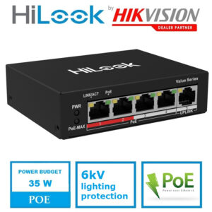 HiLook 4 Port Fast Ethernet Unmanaged POE Switch
