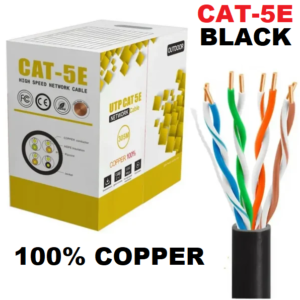 CAT5E 305M ROLL BLACK CABLE OUTDOOR CAT5E- FULL COPPER