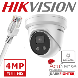 HIKVISION 4MP ACUSENSE DARKFIGHTER + MIC NETWORK CAMERA DS-2CD2346G2H-IU 2.8MM – WHITE