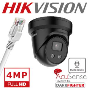 HIKVISION 4MP ACUSENSE DARKFIGHTER + MIC NETWORK CAMERA DS-2CD2346G2H-IU 2.8MM – BLACK