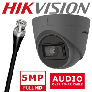 HIKVISION AUDIO 5MP TVI TURRET IR 40 CAMERA DS-2CE78H0T-IT3FS (2.8mm) Grey