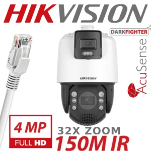 HIKVISION 4MP IP 32X DARK FIGHTER + PANORAMIC CAMERA 4MM & WHITE LIGHT ALARM + SPEAKER DS-2SE7C144IW-AE(32X/4)(S5)