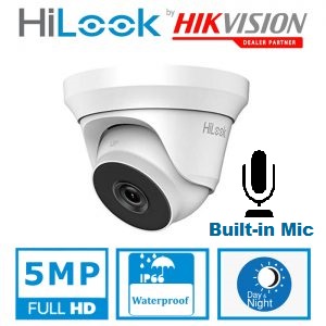 HILOOK 5MP 40M IR CAMERA WITH MIC TURRET WHITE THC-T250-MS