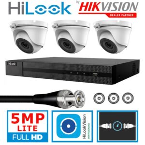 Hilook by Hikvision 4 Channel 5MP Lite Kit DVR 204Q-K1+ 3X THC-T150-MS White