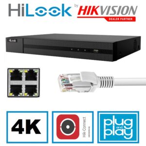 Hilook 4-CH 1U 4 POE 4K 12MP NVR (NVR-104MH-K/4P)