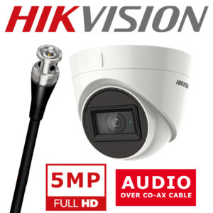 HIKVISION AUDIO 5MP TVI TURRET IR 40 CAMERA DS-2CE78H0T-IT3FS