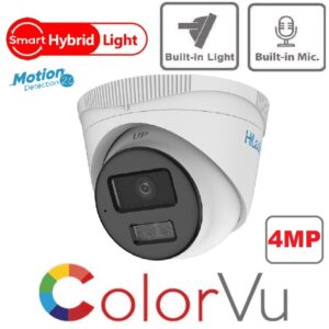 HILOOK 4MP COLORVU SMART HYBRID LIGHT NETWORK TURRET CAMERA WITH BUILT IN MIC 2.8MM IPC-T249HA-LU