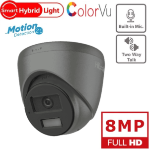 HILOOK 8MP SMART HYBRID LIGHT WITH MIC AND SPEAKER 2.8MM FIXED TURRET NETWORK CAMERA IPC-T280HA-LUF/SL – GREY